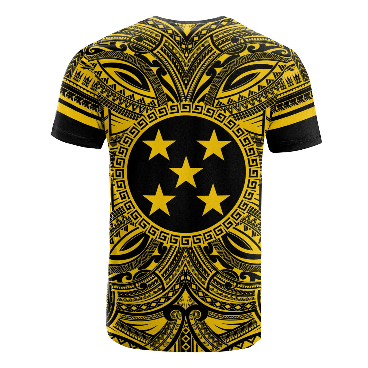 Gambier Islands T Shirt National Coat of Arms Polynesian Gold Black - Polynesian Pride