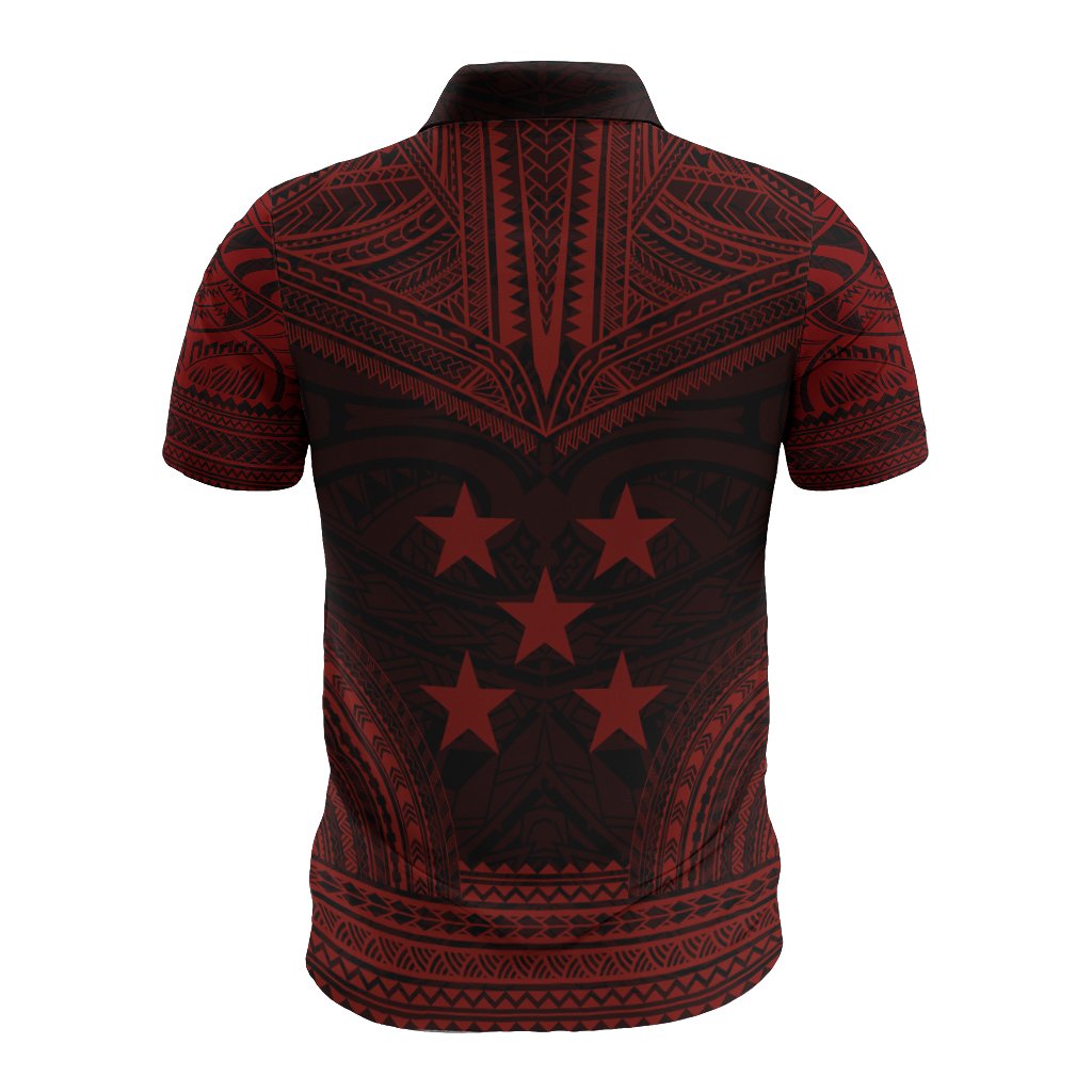 Gambier Islands Polo Shirt Gambier Islands Flag Polynesian Chief Tattoo Red Version - Polynesian Pride
