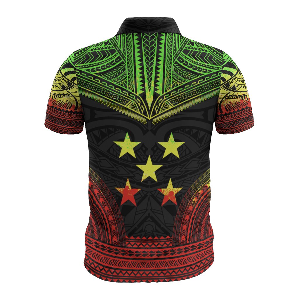 Gambier Islands Polo Shirt Gambier Islands Flag Polynesian Chief Tattoo Reggae Version - Polynesian Pride