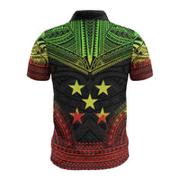 Gambier Islands Polo Shirt Gambier Islands Flag Polynesian Chief Tattoo Reggae Version - Polynesian Pride