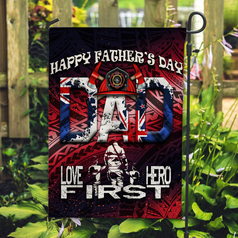 Fathers Day - New Zealand Firefighter Dad Flag - Maori Pattern LT9 House Flag - Polynesian Pride