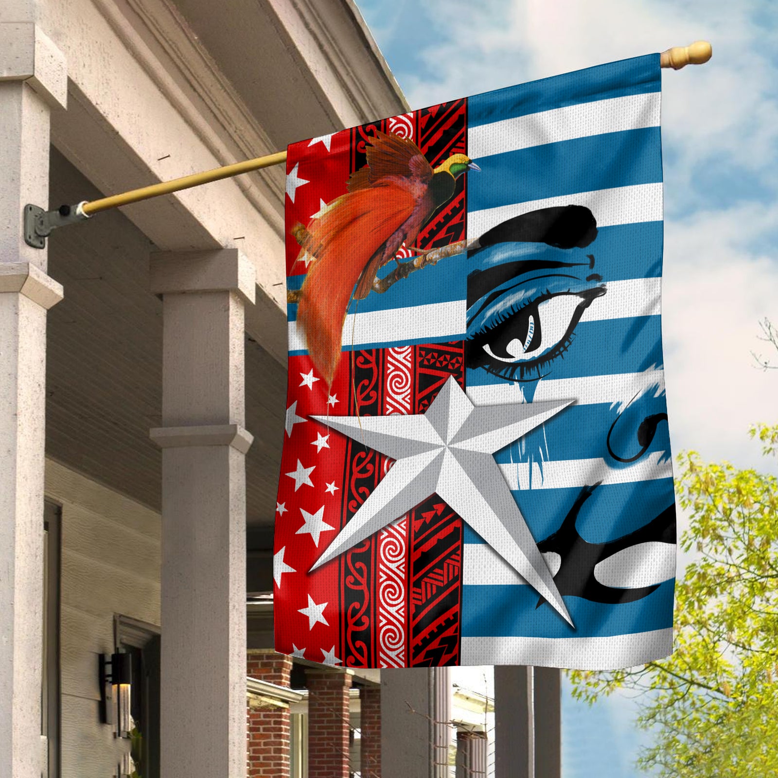 Free West Papua Birds Of Paradise Polynesia Flag - LT2 House Flag - Polynesian Pride