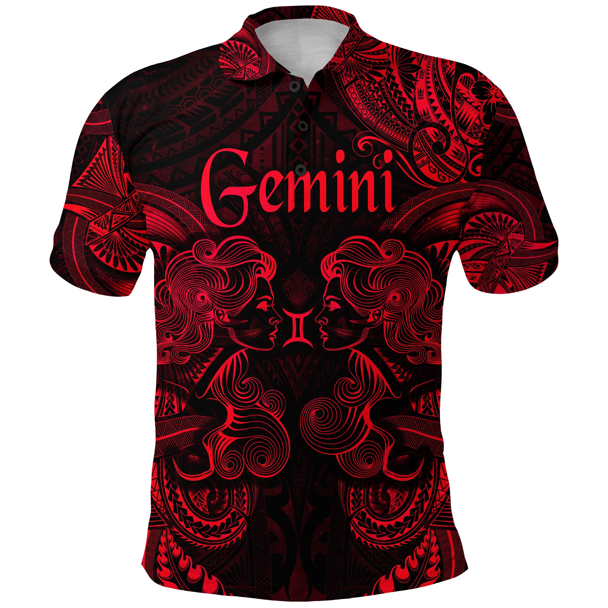 Gemini Zodiac Polynesian Polo Shirt Unique Style Red LT8 - Polynesian Pride