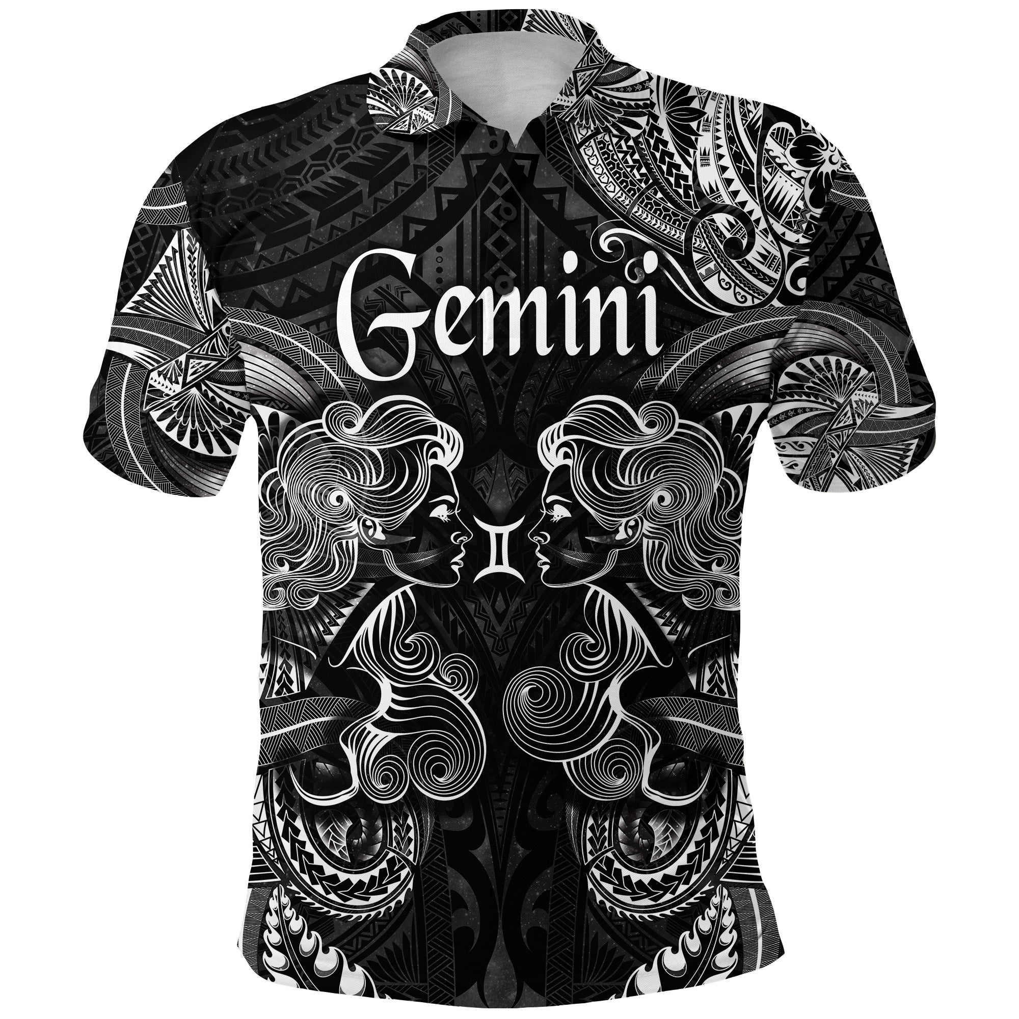 Custom Gemini Zodiac Polynesian Polo Shirt Unique Style Black LT8 - Polynesian Pride