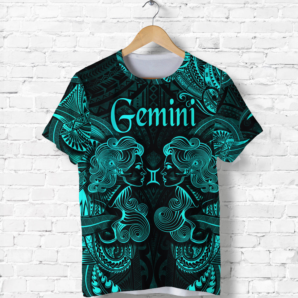 Custom Gemini Zodiac Polynesian T Shirt Unique Style Turquoise LT8 - Polynesian Pride