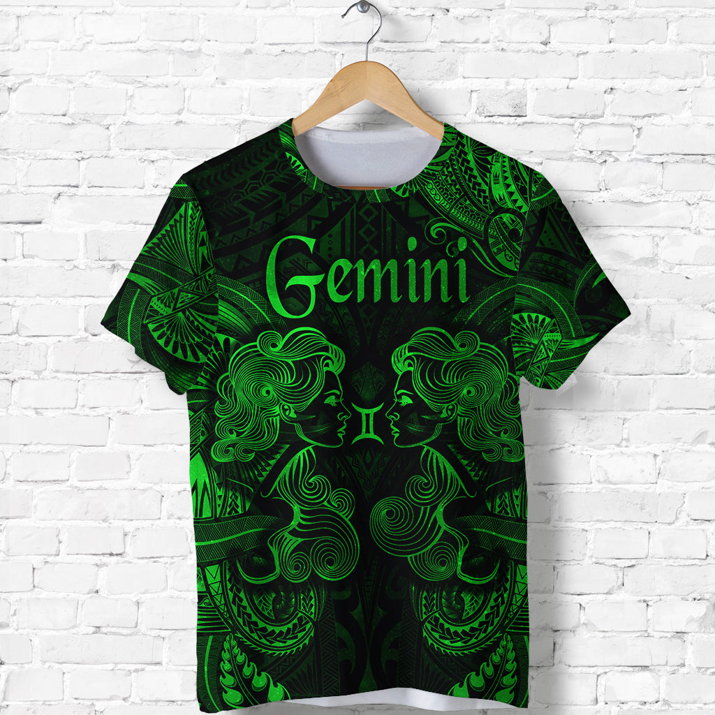 Custom Gemini Zodiac Polynesian T Shirt Unique Style Green LT8 - Polynesian Pride