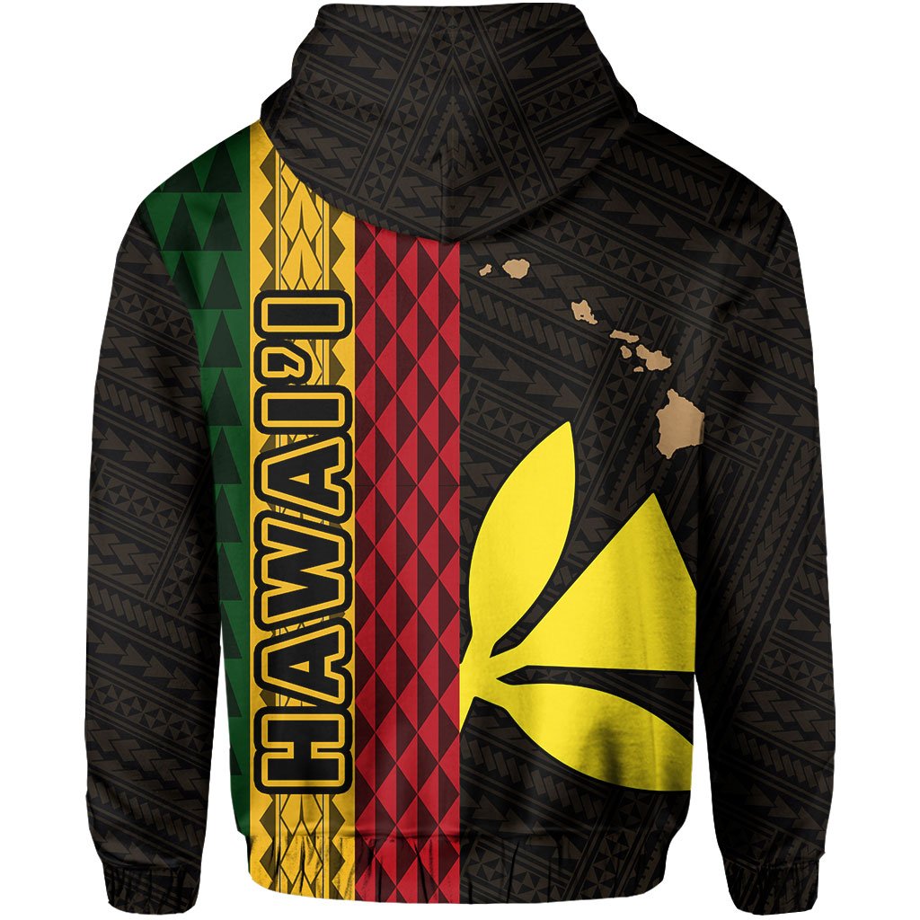 Polynesian Kakau Kanaka Flag Map of Hawaii Hoodie Gold - Polynesian Pride