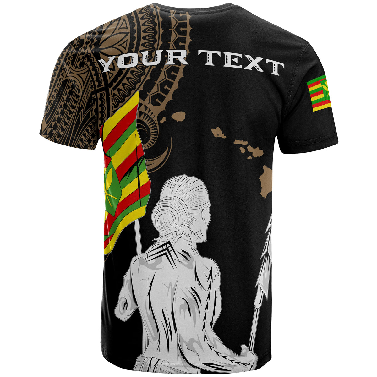 Personalized Hawaii Kanaka Map Polynesian Warrior Ikaika Unisex T Shirt William Style Gold - Polynesian Pride