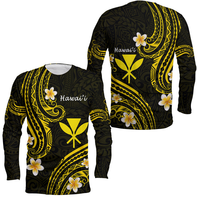 Hawaii Long Sleeve Shirt Gold Polynesian Line Style LT9 Unisex Gold - Polynesian Pride