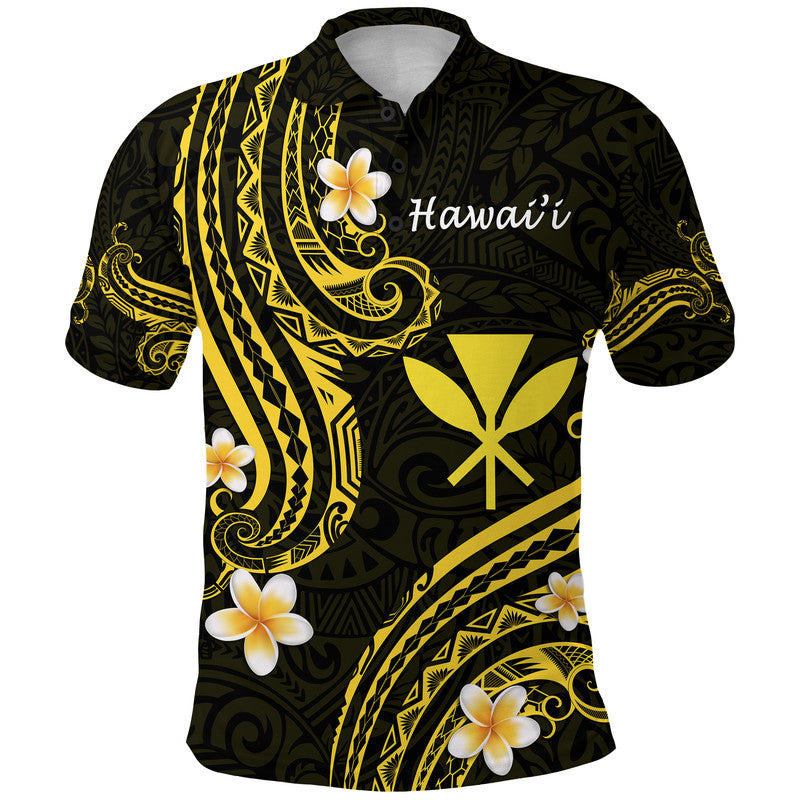 Hawaii Polo Shirt Gold Polynesian Line Style LT9 Adult Gold - Polynesian Pride