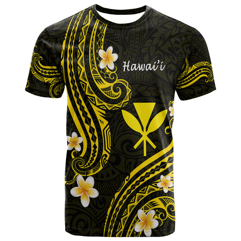 Hawaii T Shirt Gold Polynesian Line Style LT9 Adult Gold - Polynesian Pride