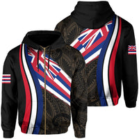 Hawaii Flag Polynesian Hoodie Zip Ten Style - Polynesian Pride
