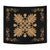 Hawaiian Quilt Maui Plant And Hibiscus Tappestry - Gold Black - AH Wall Tapestry Gold - Polynesian Pride