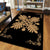 Hawaiian Quilt Maui Plant And Hibiscus Pattern Area Rug - Gold Black - AH - Polynesian Pride