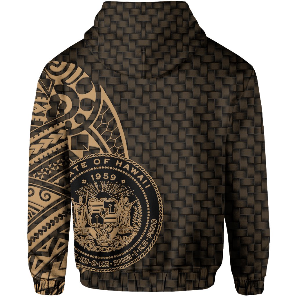 Hawaii Polynesian Hoodie Gold Emboss Style - Polynesian Pride
