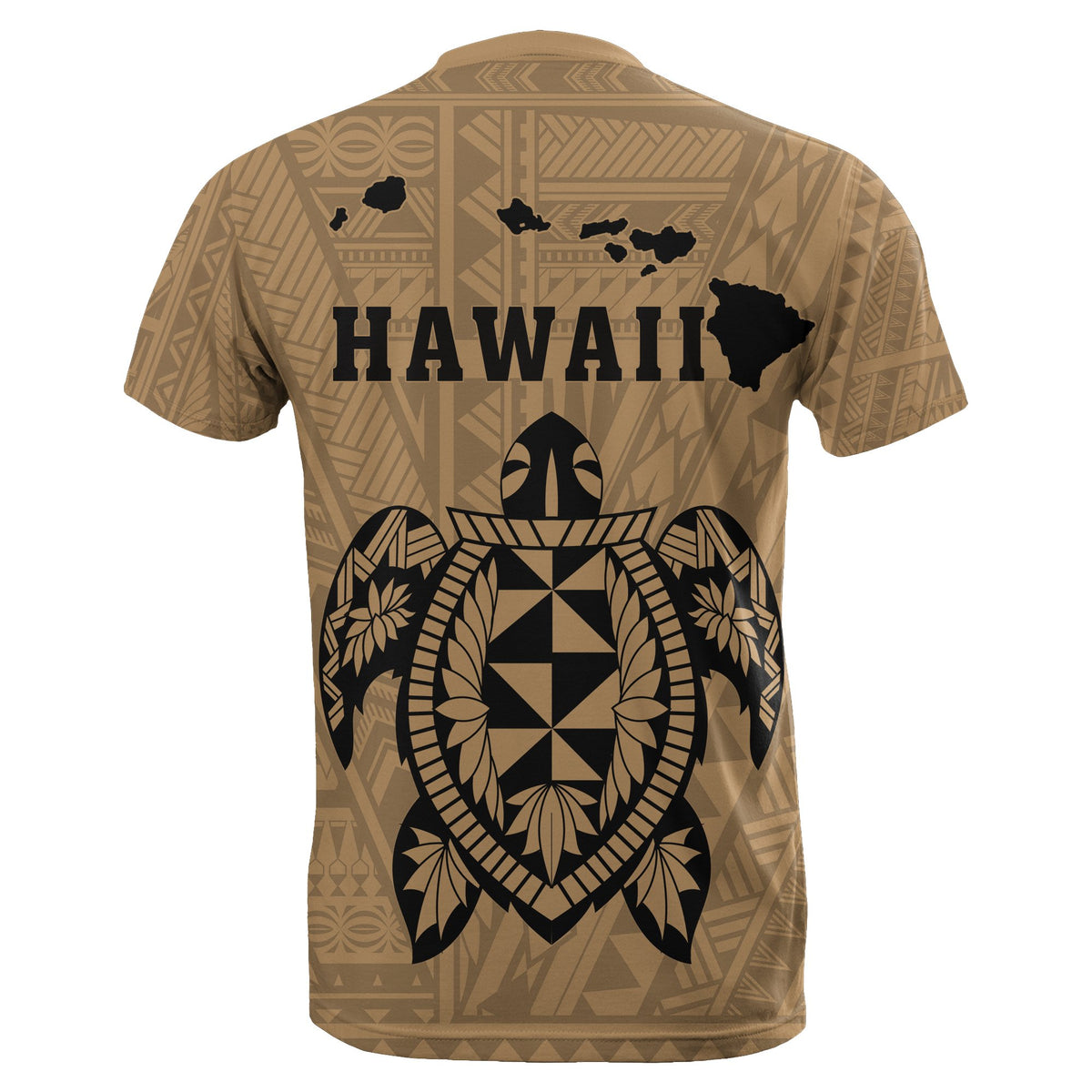 Turtle Polynesian Map T Shirt Gold - Polynesian Pride