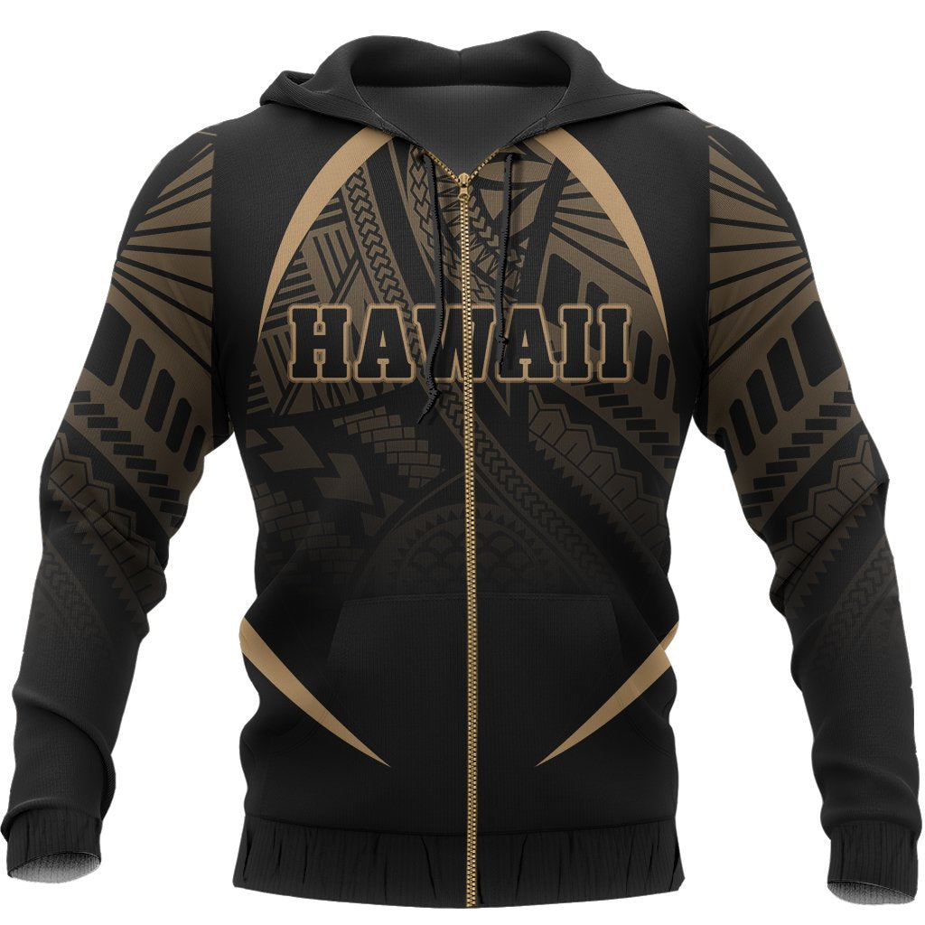Hawaii Polynesian Zipper Hoodie Gold The Face Style - Polynesian Pride