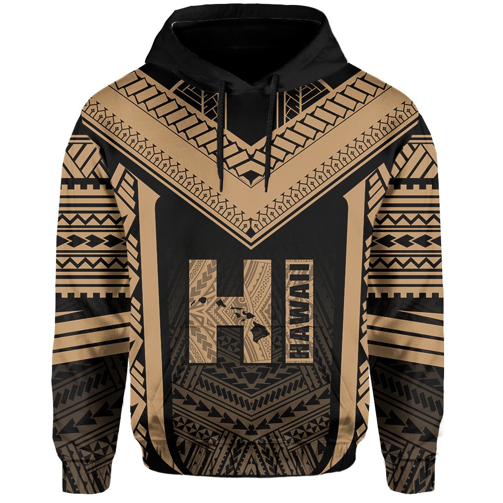 Hawaiian Kanaka Polynesian Hoodie Active Gold - Polynesian Pride