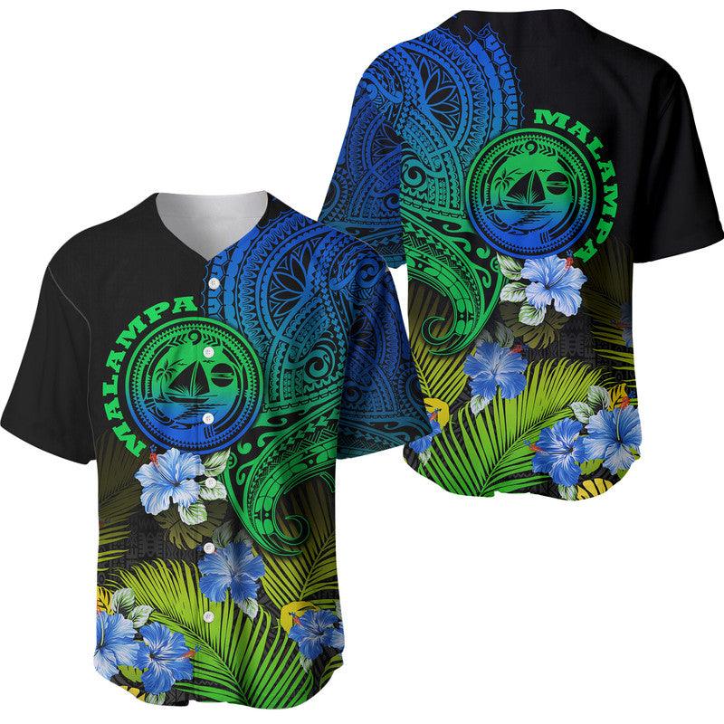 Vanuatu Malampa Province Baseball Jersey Hibiscus Tribal Polynesian Tattoo Ver Gradient LT9 Gradient - Polynesian Pride