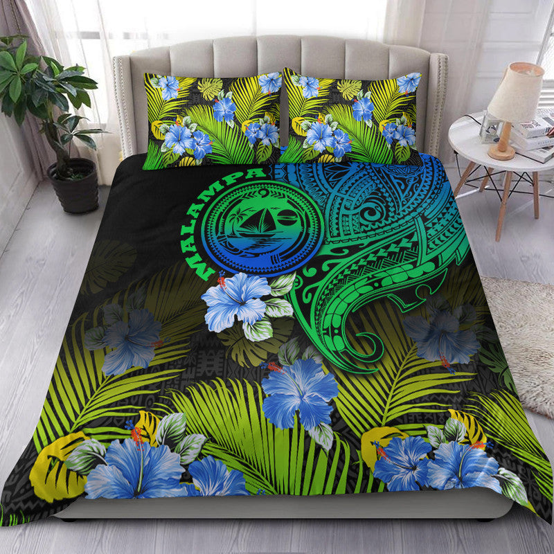 Vanuatu Malampa Province Bedding Set Hibiscus Tribal Polynesian Tattoo Ver Gradient LT9 Gradient - Polynesian Pride