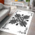 Hawaiian Quilt Maui Plant And Hibiscus Pattern Area Rug - Gray White - AH - Polynesian Pride