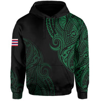 Personalized Hawaii Map Polynesian Warrior Ikaika Hoodie William Style Green - Polynesian Pride