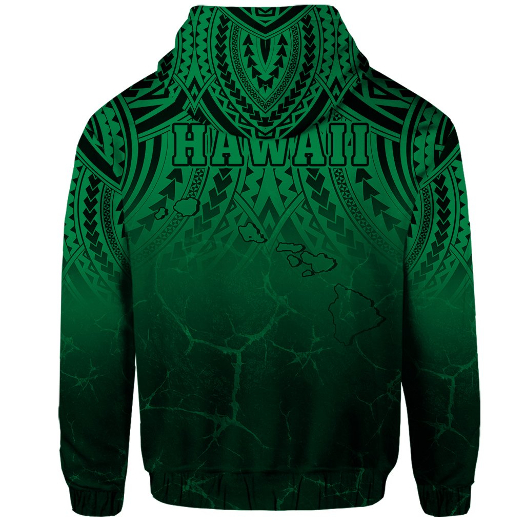 Hawaii Polynesian Kanaka Map Eruption Hoodie Roman Style Green - Polynesian Pride
