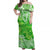 Polynesian Off Shoulder Long Dress Tapa Plumeria Style - Green LT7 Women Green - Polynesian Pride