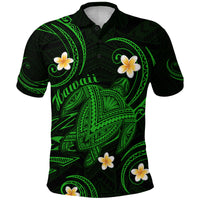 Hawaii Polo Shirt Hawaiian Turtle Plumeria Mixed Polynesian Green Style LT9 Adult Green - Polynesian Pride