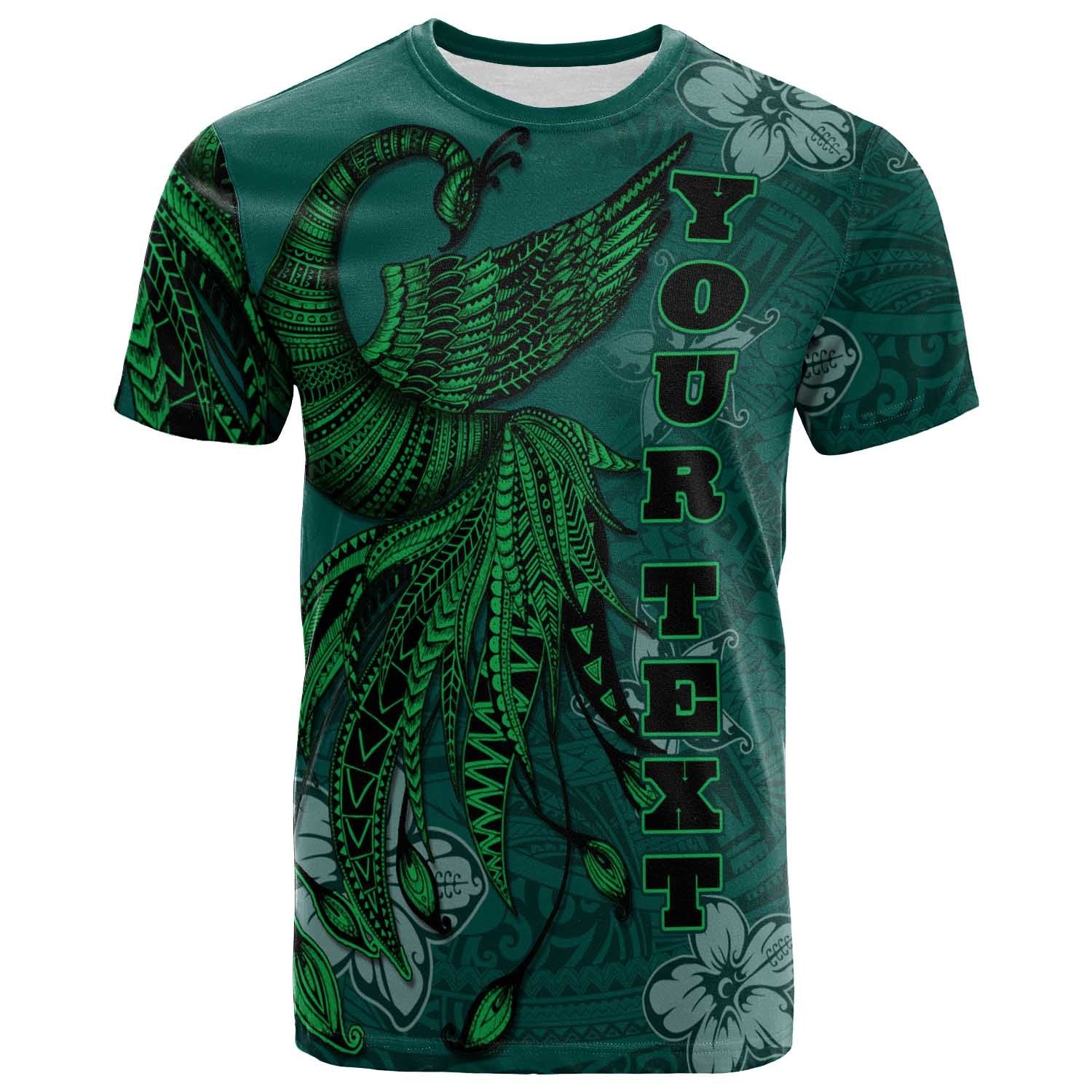 Kanaka Maoli Custom T Shirt Polynesian Phoenix Bird, Fairytales Bird Green Unisex Green - Polynesian Pride