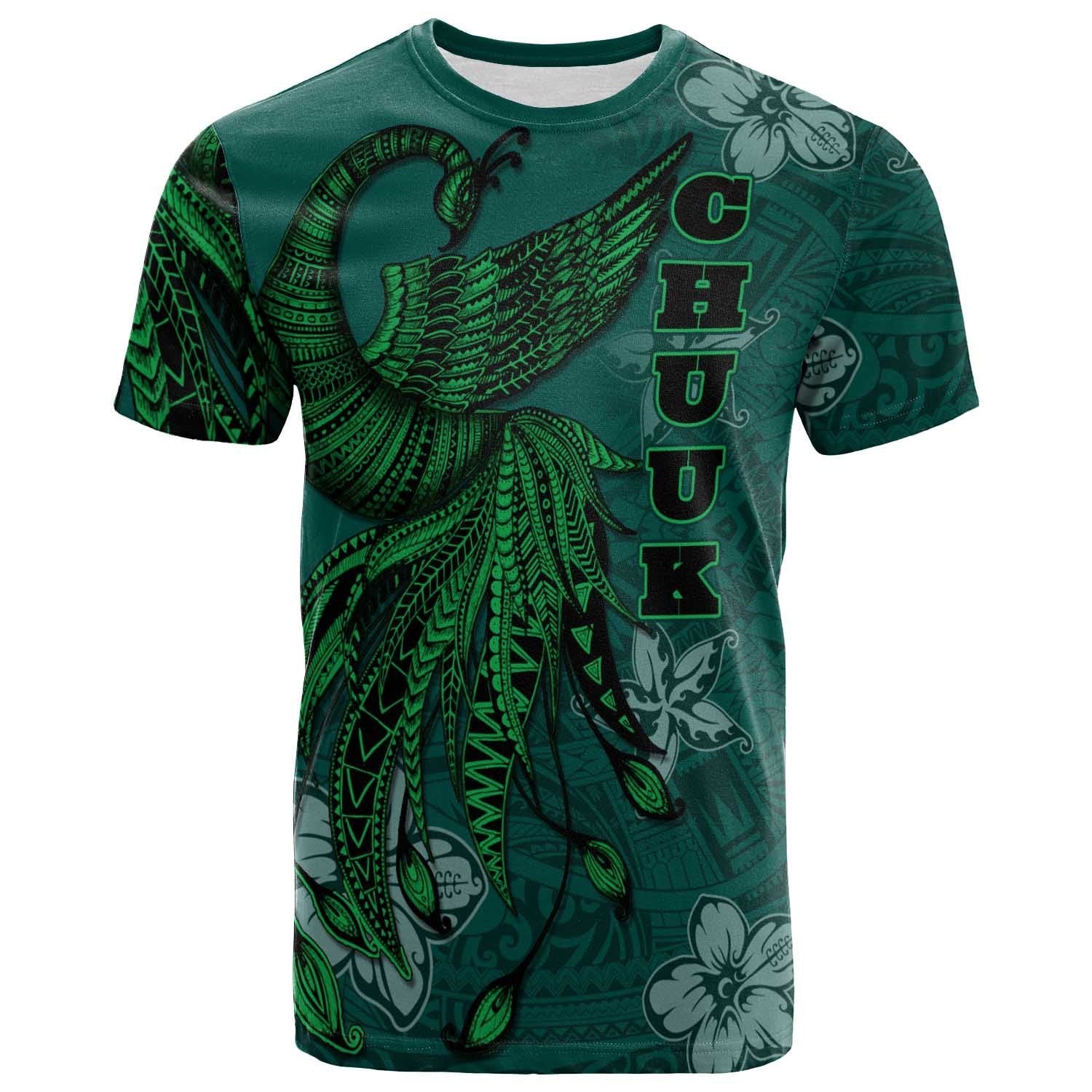 Chuuk T Shirt Polynesian Phoenix Bird, Fairytales Bird Green Unisex Green - Polynesian Pride