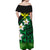 Hawaii Off Shoulder Dress - Banana Leaf With Plumeria Flowers Green - LT12 - Polynesian Pride
