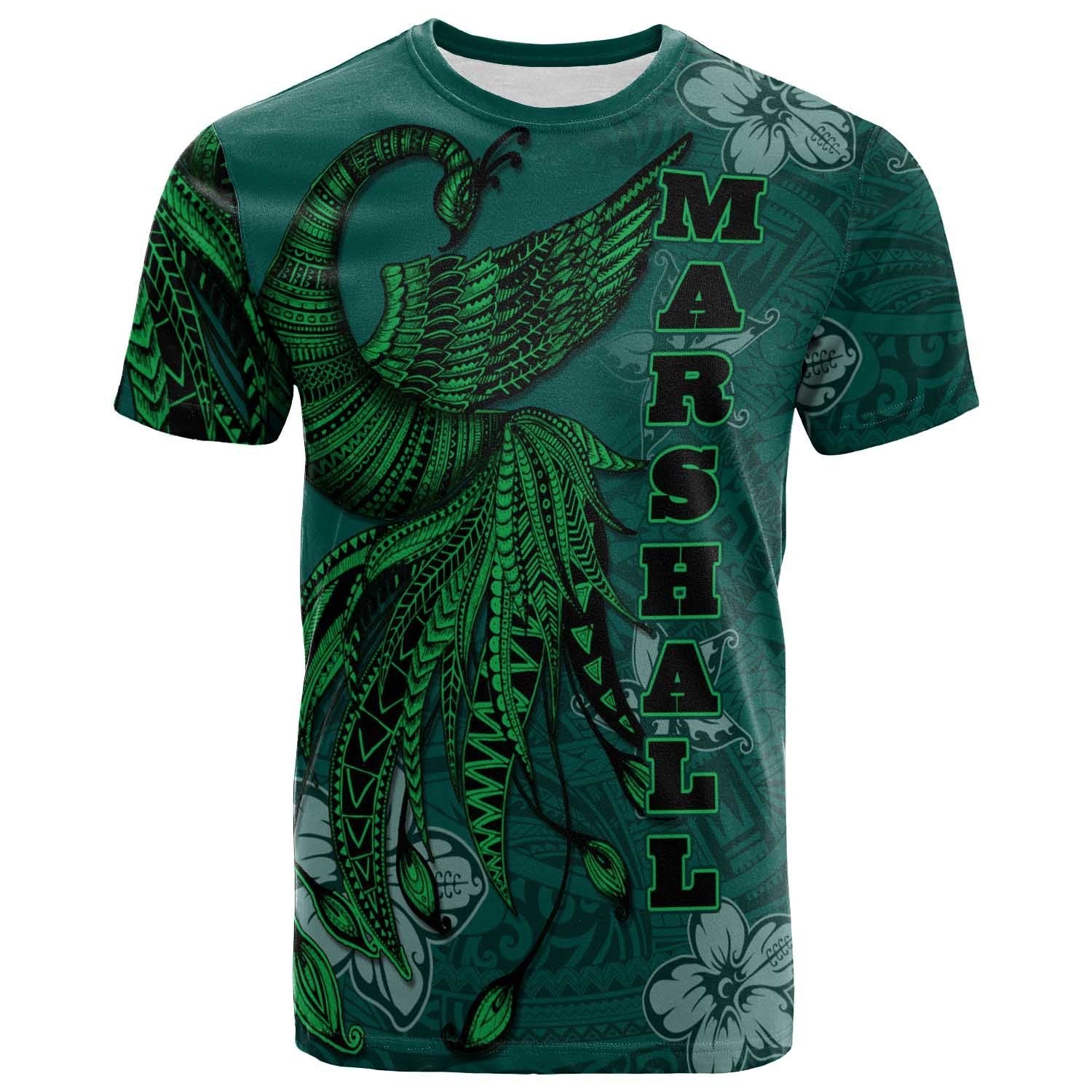 Marshall Islands T Shirt Polynesian Phoenix Bird, Fairytales Bird Green Unisex Green - Polynesian Pride