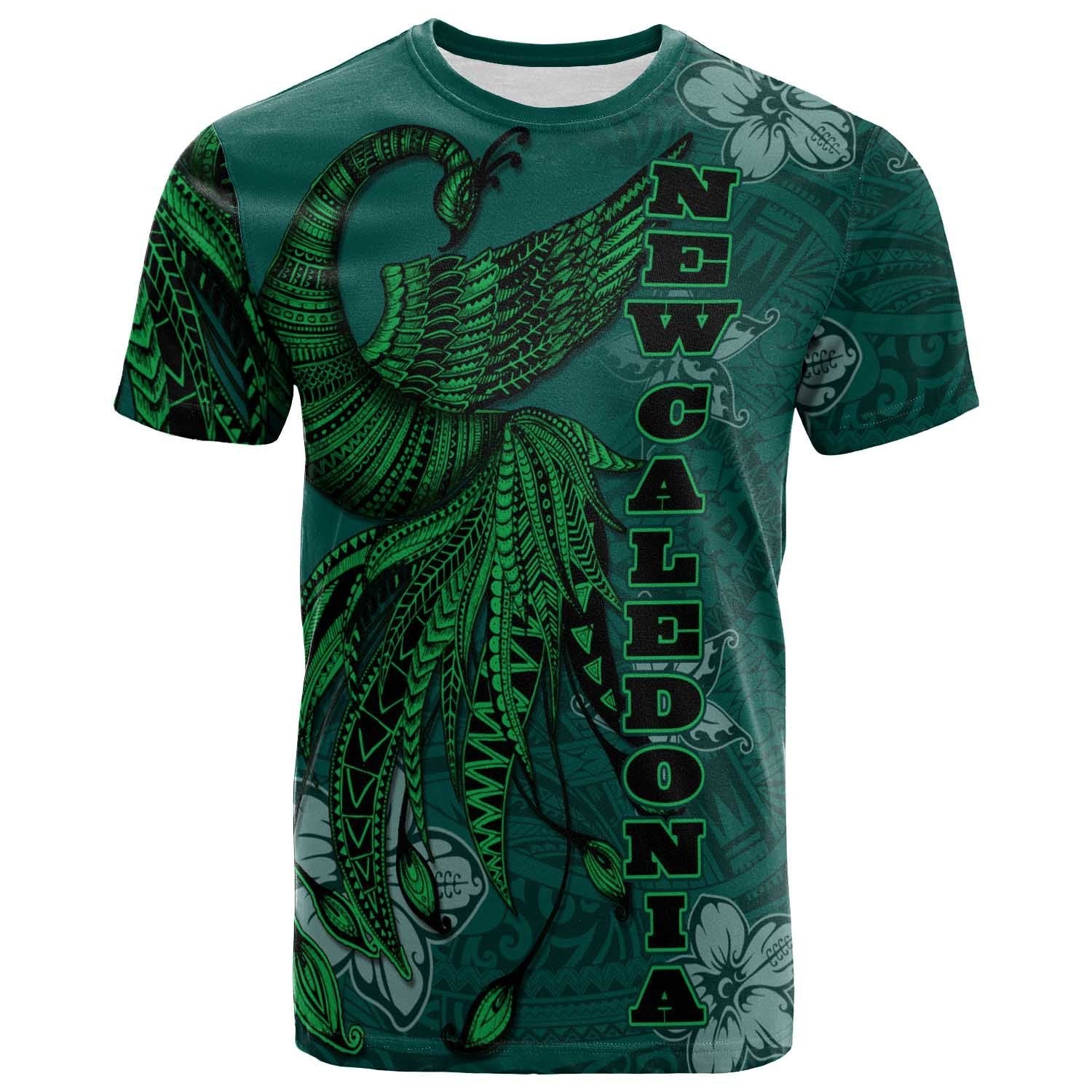 New Caledonia T Shirt Polynesian Phoenix Bird, Fairytales Bird Green Unisex Green - Polynesian Pride