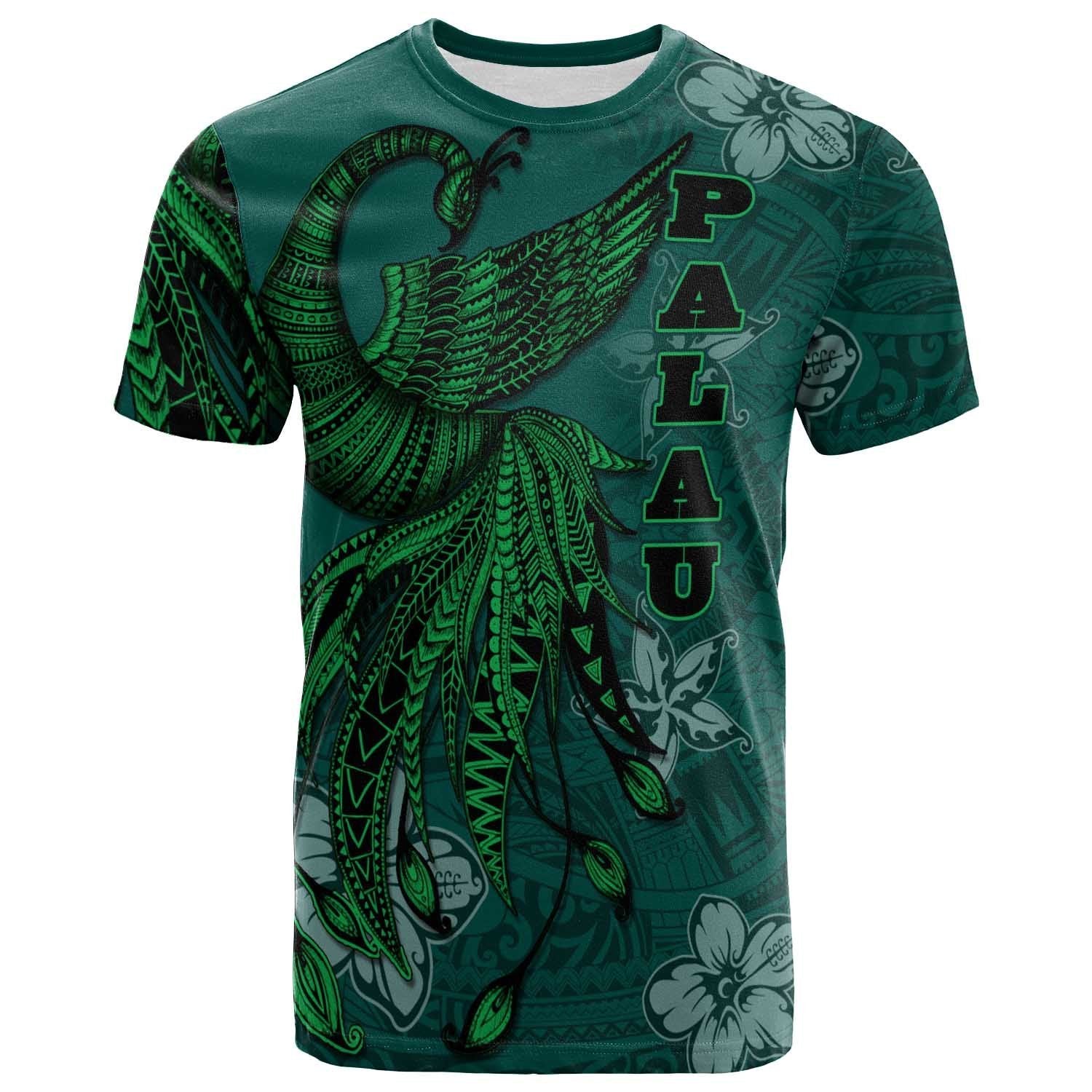 Palau T Shirt Polynesian Phoenix Bird, Fairytales Bird Green Unisex Green - Polynesian Pride