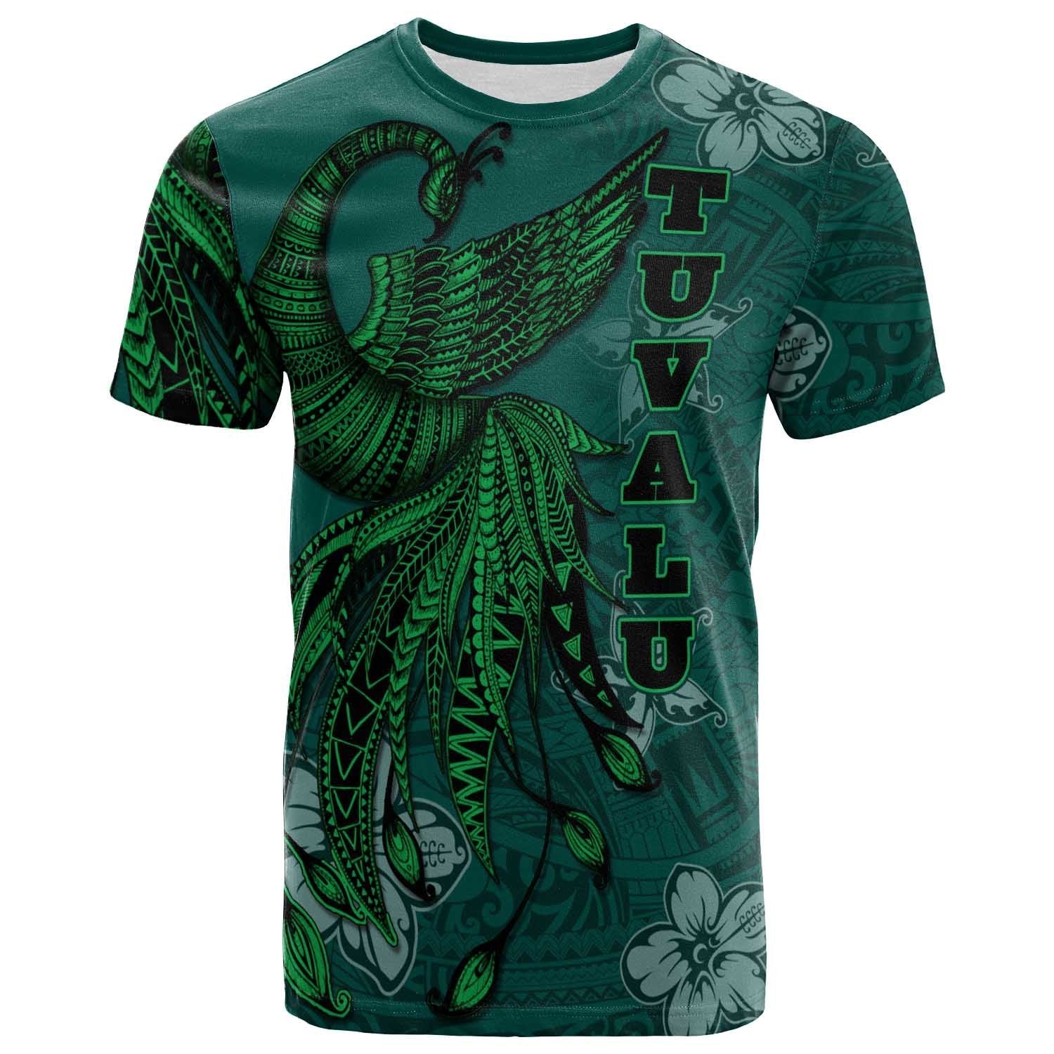 Tuvalu T Shirt Polynesian Phoenix Bird, Fairytales Bird Green Unisex Green - Polynesian Pride