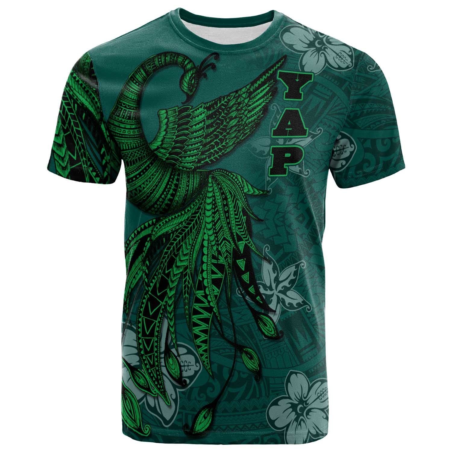 Yap T Shirt Polynesian Phoenix Bird, Fairytales Bird Green Unisex Green - Polynesian Pride