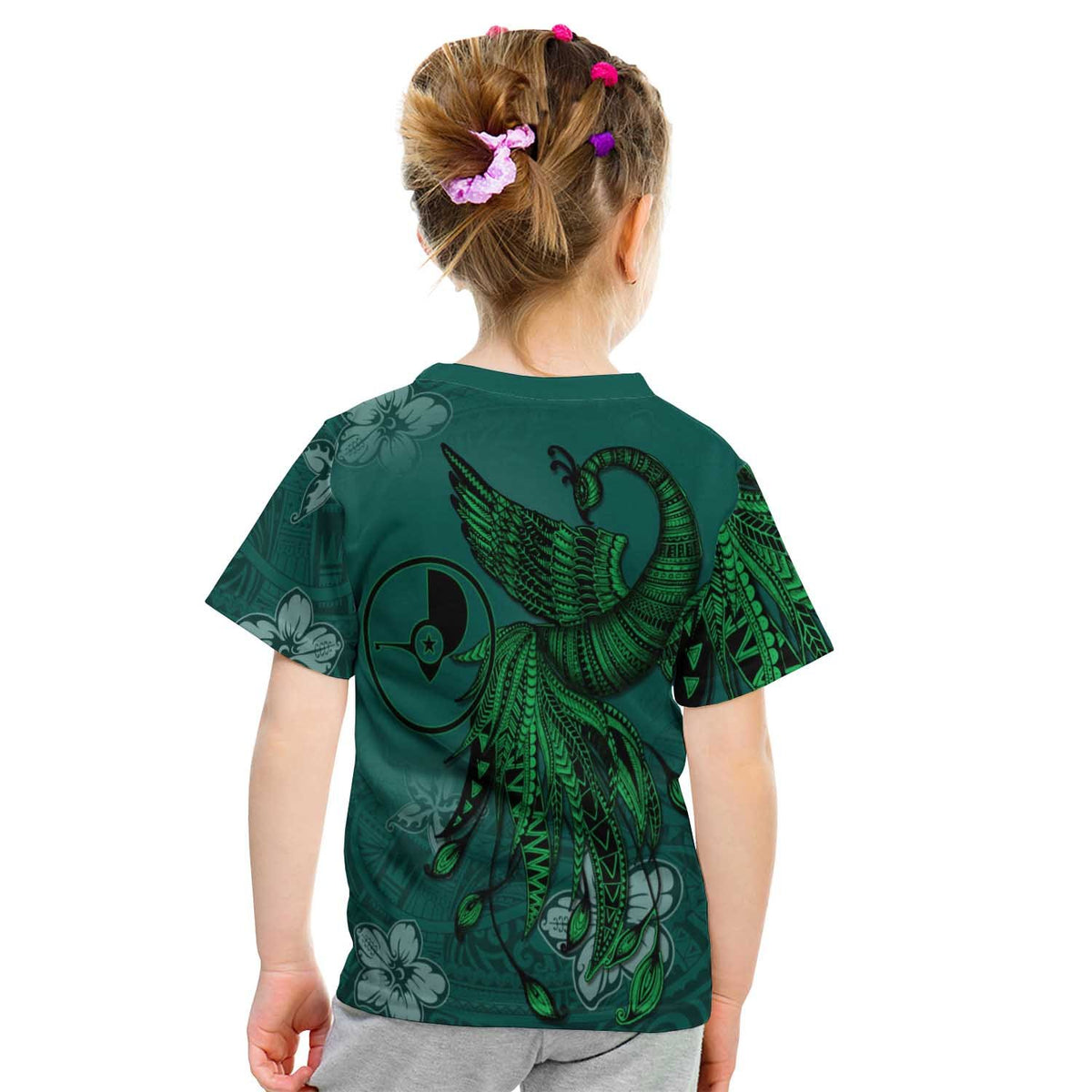 Yap T Shirt Polynesian Phoenix Bird, Fairytales Bird Green - Polynesian Pride