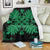 Hawaiian Quilt Maui Plant And Hibiscus Premium Blanket - Green Black - AH White - Polynesian Pride