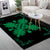 Hawaiian Quilt Maui Plant And Hibiscus Pattern Area Rug - Green Black - AH - Polynesian Pride