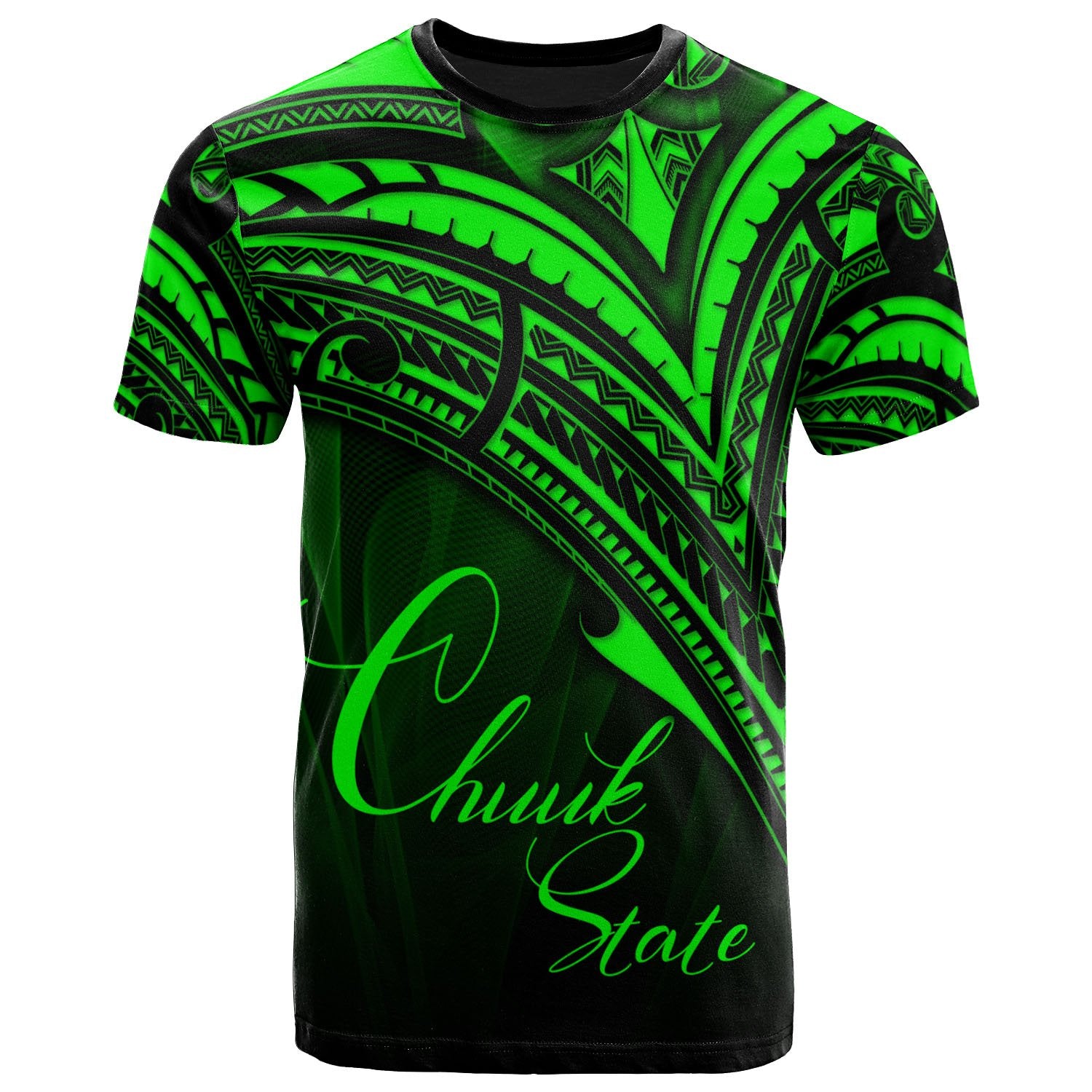 Chuuk State T Shirt Green Color Cross Style Unisex Black - Polynesian Pride