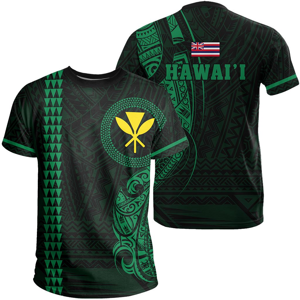 Hawaii Kakau Kanaka Polynesian T Shirt Green Unisex Green - Polynesian Pride