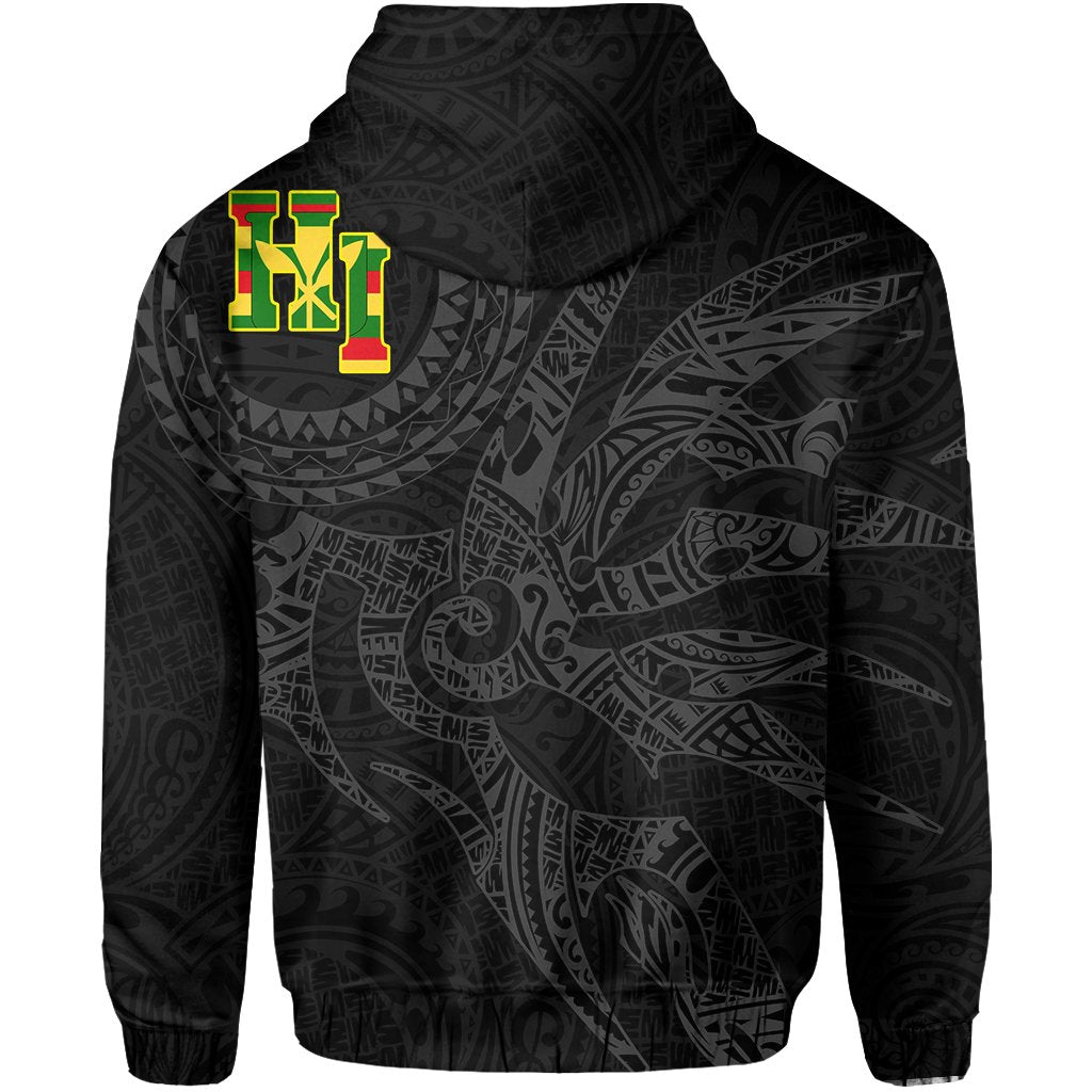 Hawaii Hoodie Zip Polynesian Kanaka Map Hawaiian Hoodie Zip Grey TT Style - Polynesian Pride