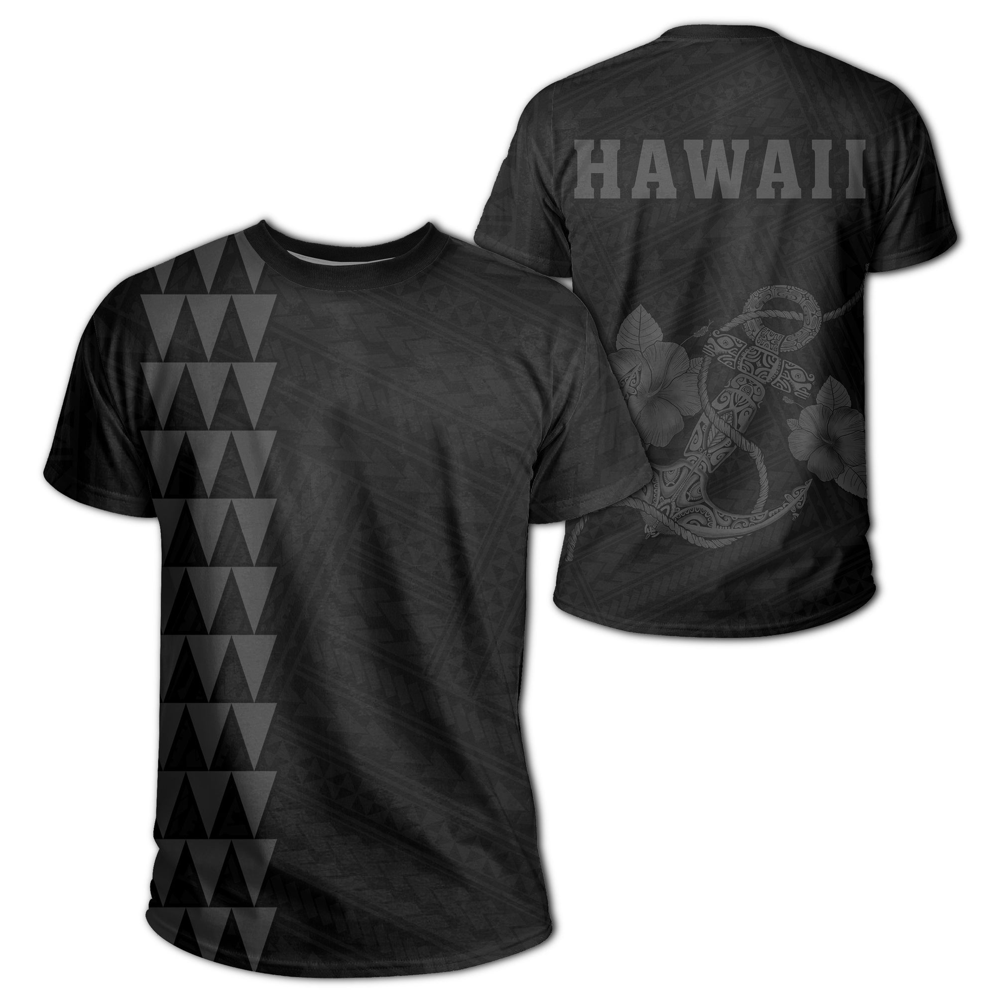 Hawaii Kakau Anchor T Shirt Grey Unisex Grey - Polynesian Pride