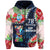 Guam Liberation Day Hoodie Latte Stone Hibiscus Painting LT9 Zip Hoodie Blue - Polynesian Pride