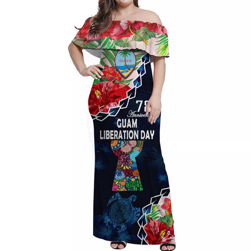 Guam Liberation Day Matching Dress and Hawaiian Shirt Latte Stone Hibiscus Painting LT9 - Polynesian Pride