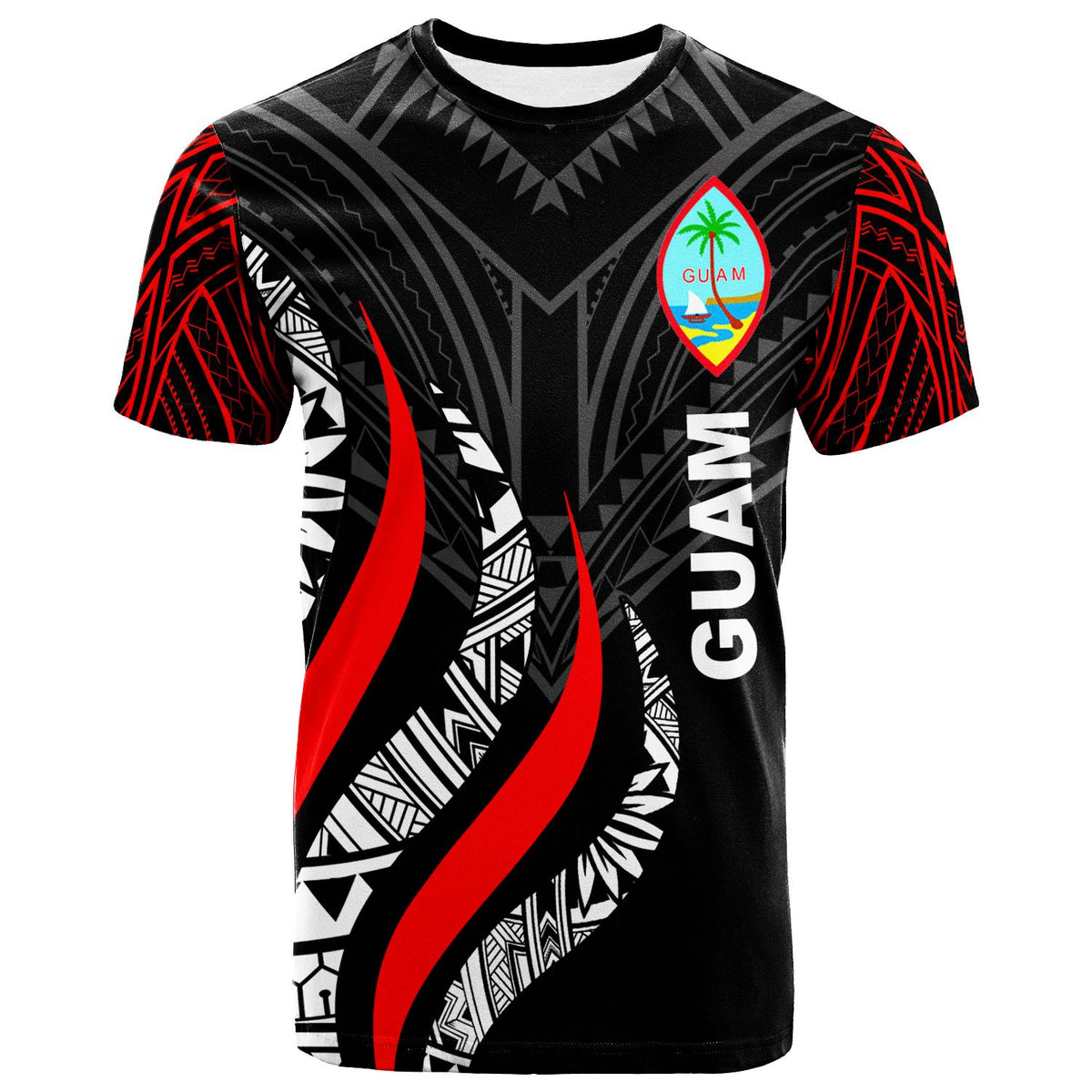 GuamT Shirt Guam Strong Fire Pattern Red Unisex Red - Polynesian Pride