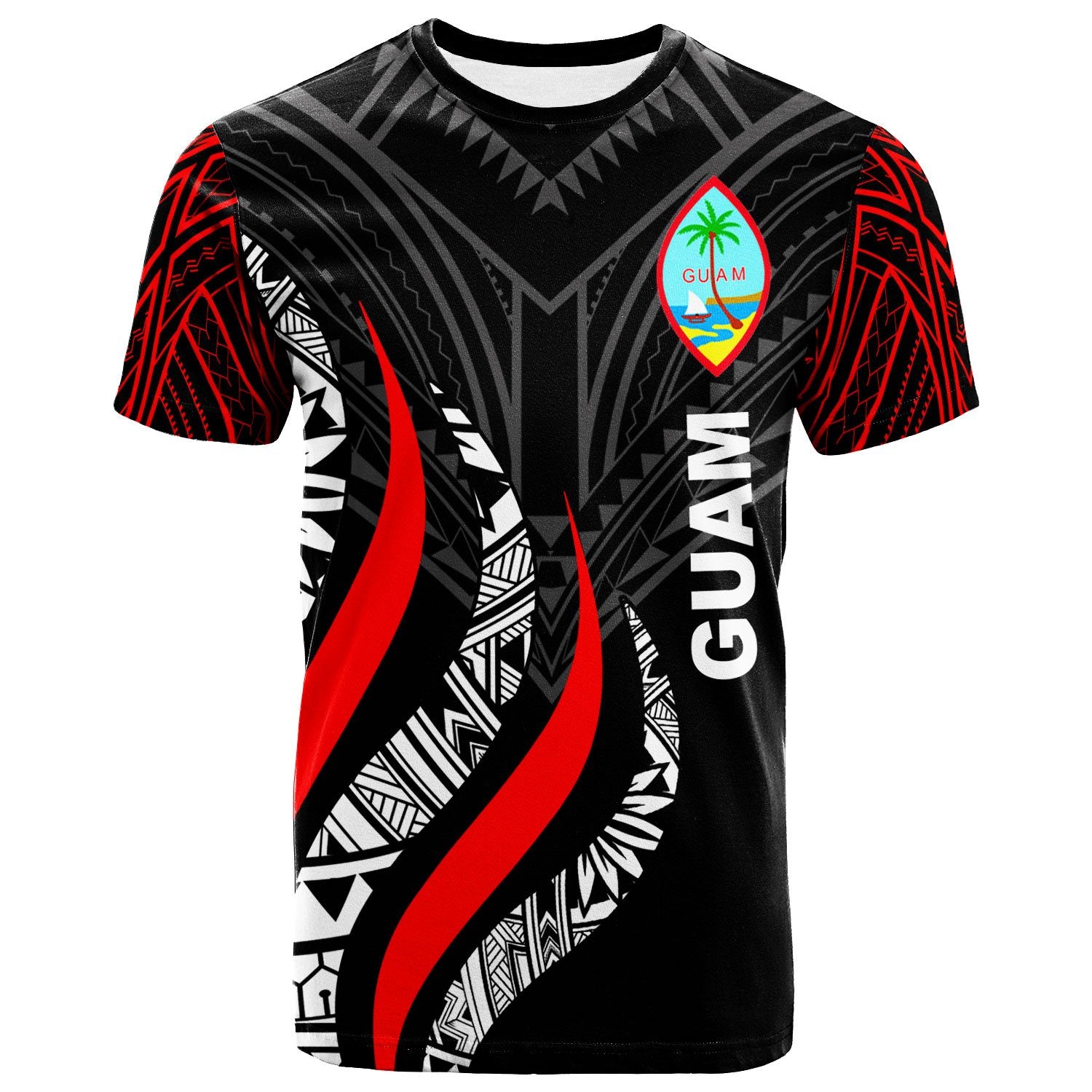 GuamT Shirt Guam Strong Fire Pattern Red Unisex Red - Polynesian Pride