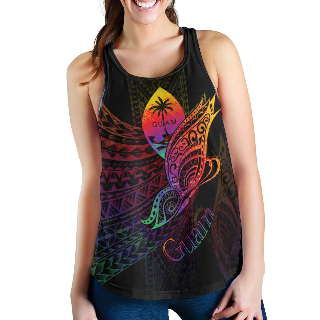 Guam Women's Racerback Tank - Butterfly Polynesian Style - Polynesian Pride