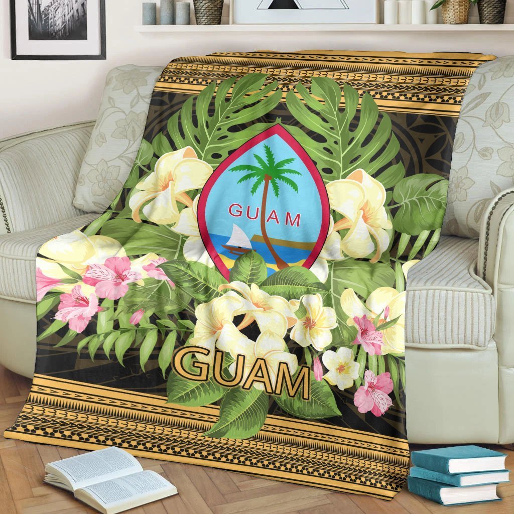 Guam Premium Blanket - Polynesian Gold Patterns Collection - Polynesian Pride